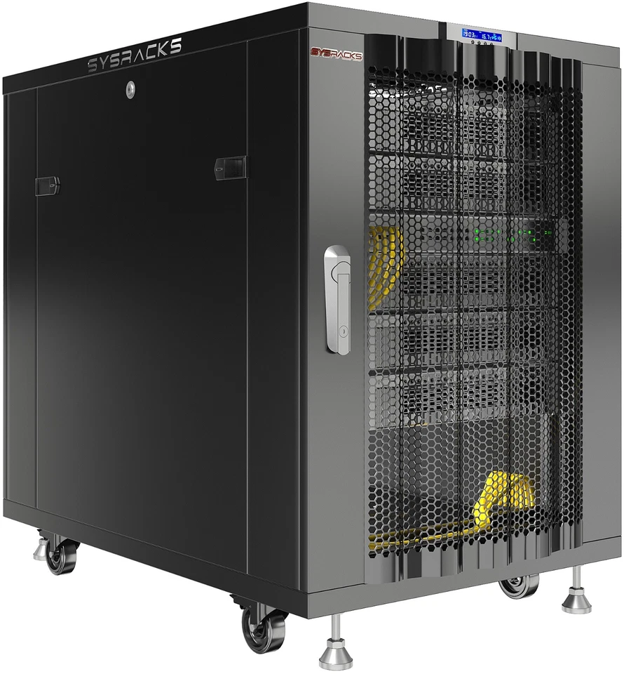 Sysracks 18U 32'' Deep IT Network Data Server Rack Cabinet Mesh Vented Door - Image 3 of 4