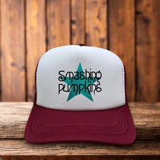 Smashing Pumpkins Mens Trucker Hat Maroon 80s Alt Rock Band Baseball Cap