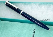 Tiffany  Co. Executive Blue Ballpoint T- Clip Pen AG925 Silver w/ Box  Pouch