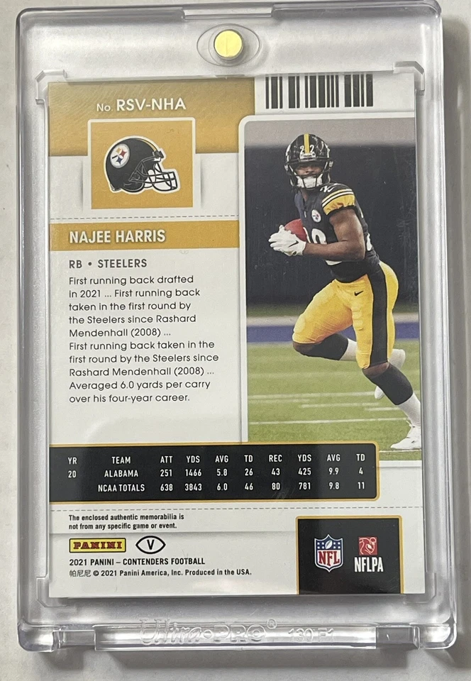 2021 Contenders Najee Harris Rookie Ticket Variation Green Patch #RSV-NHA - Image 2 of 2