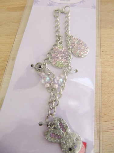 NEW Russ Spring Bling Silver Jeweled Purple Bunny Rabbit Easter Eggs Bracelet - Picture 3 of 3