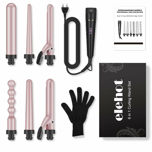 ELEHOT Rizador pelo Planchas rizadoras 6en1 profesional Barriles  Intercambiables | eBay