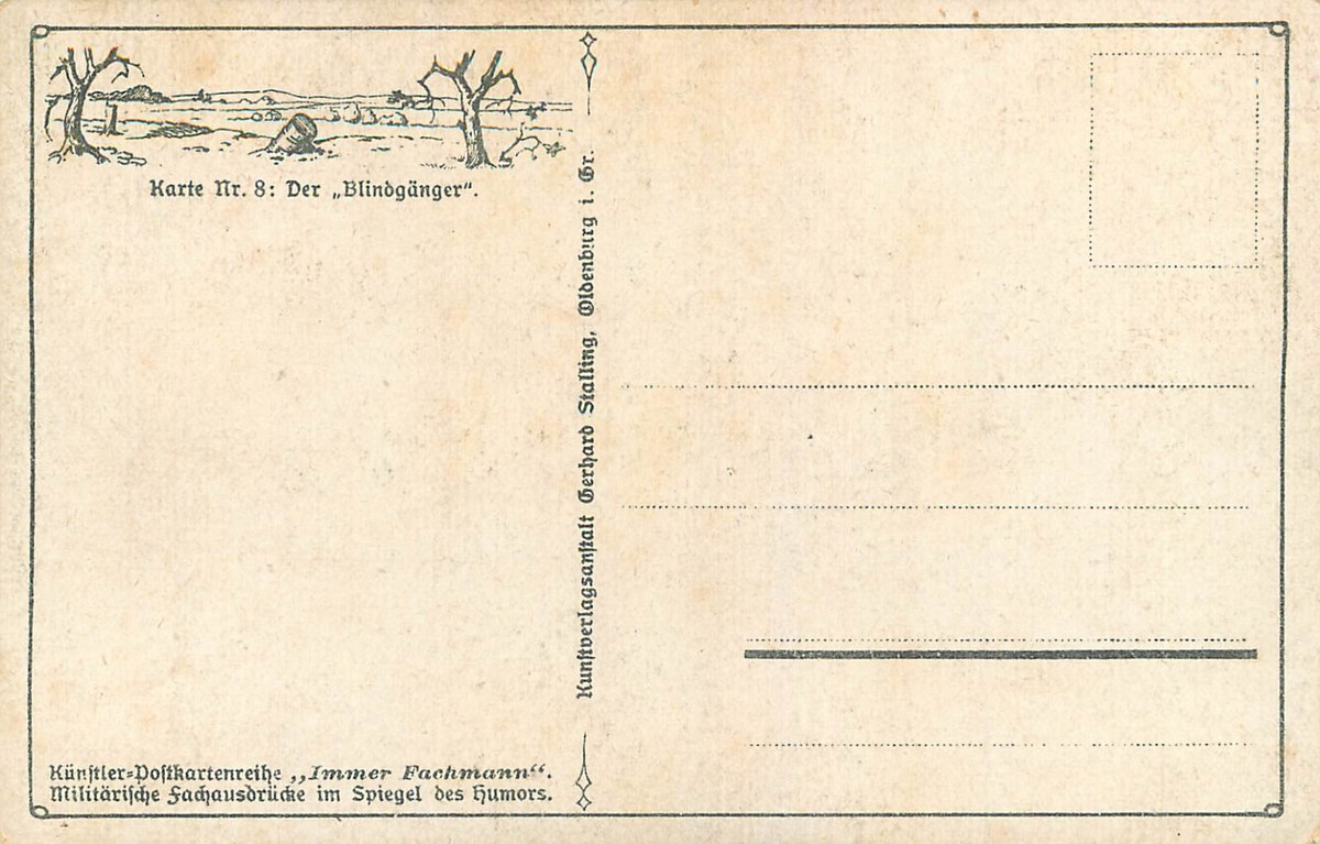 German WWI Art Postcard karte Nr. 8 Der Blindganger Duds Women
