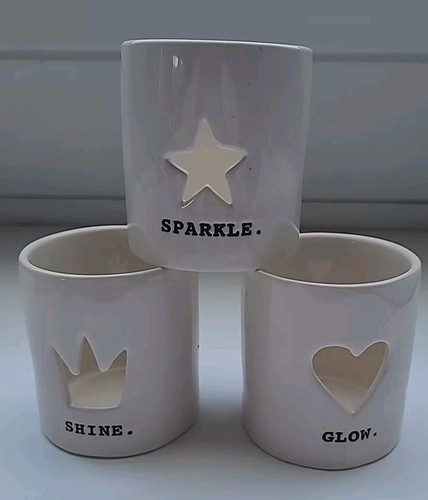Rae Dunn Magenta Collection Glow, Sparkle & Shine 3 Votive Candle Holders
