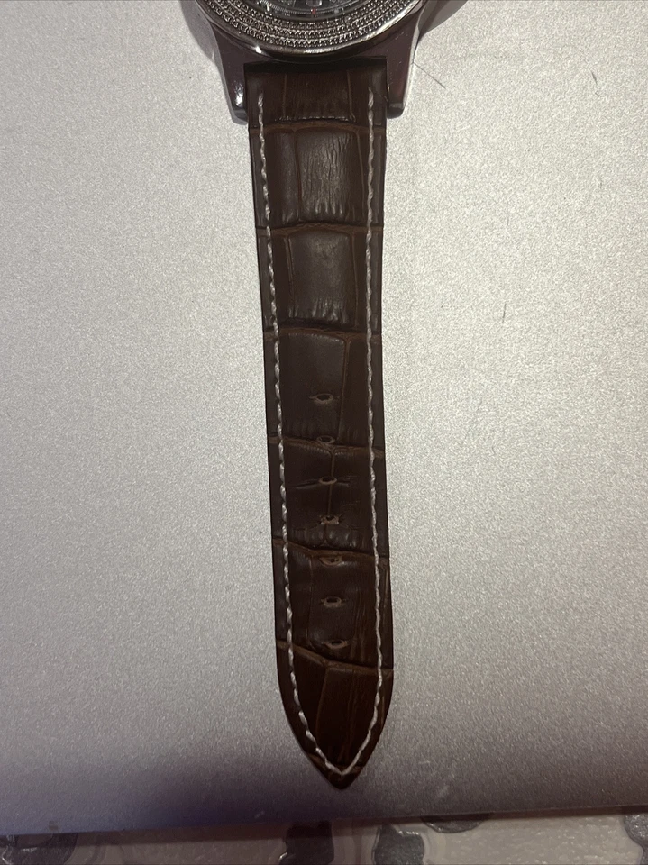 Pre-Owned Super Techno SilverCase Brown Band Diamond Men’s Watch (M-6134) - Image 4 of 4