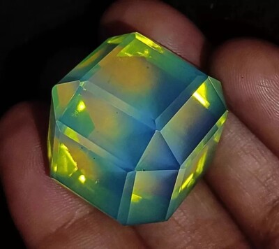 Australian Green Opal Natural 126-128 Ct Cube Welo Loose Gemstone EGL Certified