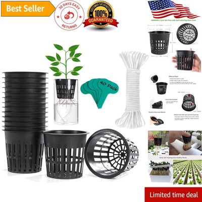 Durable 4-Inch Hydroponic Net Pots with 60ft Wick & 20 Labels for Easy Planting