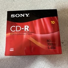 Sony CD R 80 Minute 10 Pack 700MB 1-48X New Sealed
