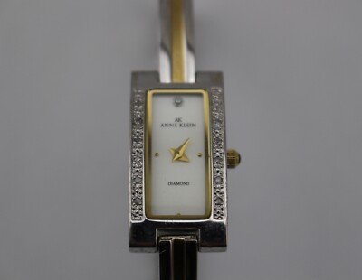ANNE KLEIN Two Tone Silver Gold Diamond Accent Rectangle  display picture 2