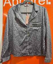 NEW Boux Avenue Grey / White Spotty Satin Pj Button Up Top, Size 12, B24