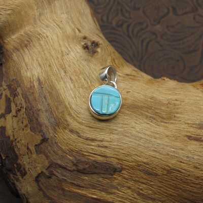 *Sterling Silver Turquoise Cobblestone Inlay Pendant