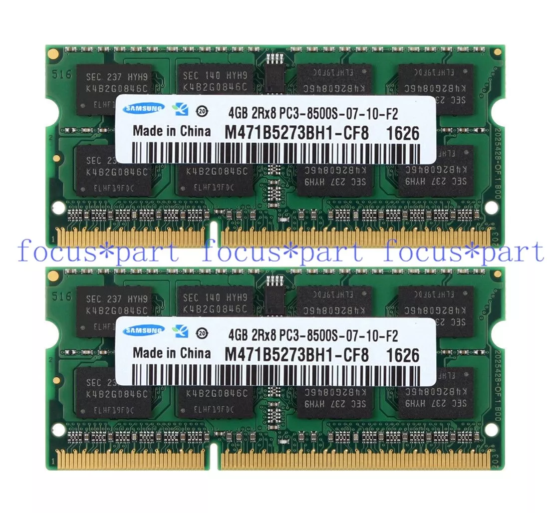 Samsung DDR3 8GB 2X4GB PC3 8500 4GB 1066MHz SODIMM Laptop Memory Ram 204pin