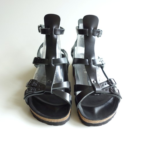 new TATAMI by BIRKENSTOCK Leather Gladiator Sandal CHANIA black 40 US9 UK7 rare - Picture 7 of 16