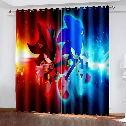 110*230CM 2pcs Kids Sonic The Hedgehog Blackout Curtains Thermal Ring - Picture 1 of 1