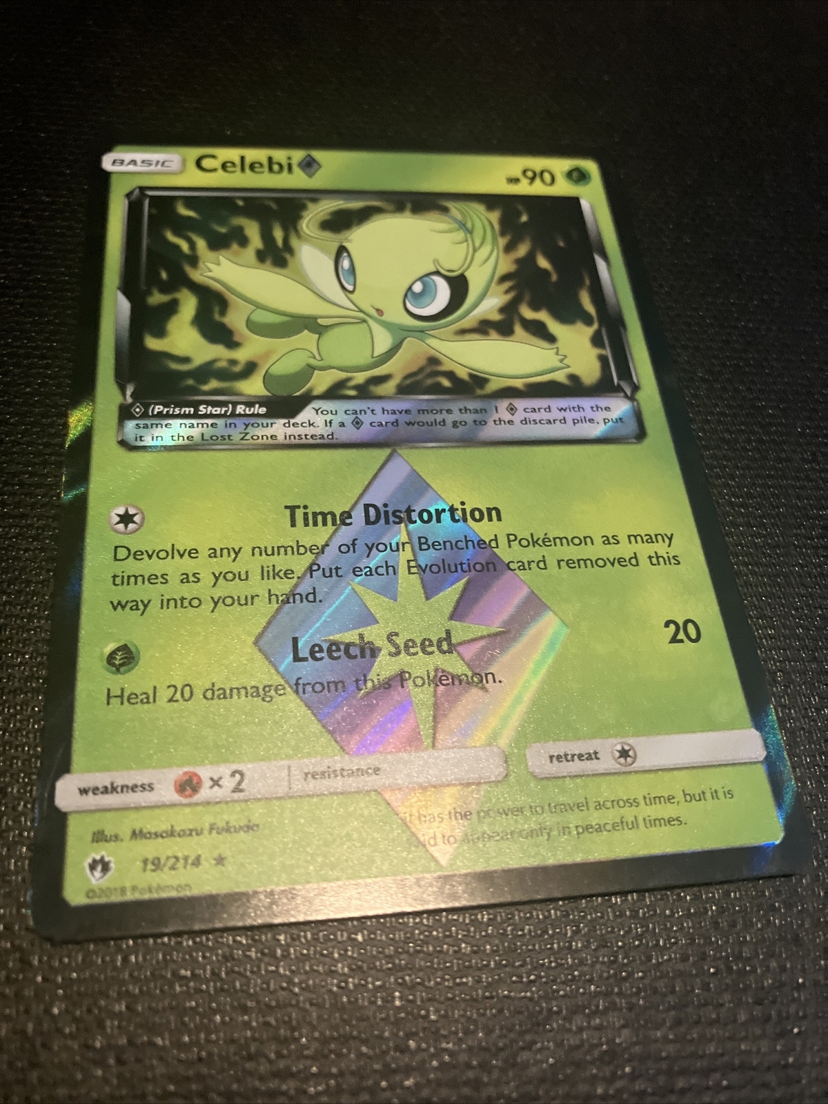 Pokemon Celebi Prism Star 19/214 Holo Sun & Moon Lost Thunder - NM