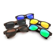 Bamboo Wood Polarized Square Sunglasses For Men Women Brown Wooden Frame Glasses