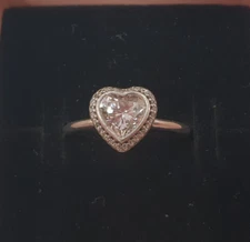 PANDORA Clear Sparkling Elevated Heart Ring ALE 925 Size 56  UK Size O