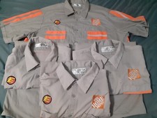 Home Depot Button Down Gray Employee Work Shirt Safety Size LR Lot Of 4