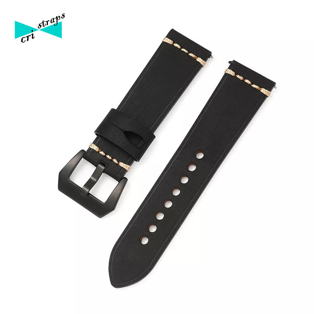 Cinturino Orologio In Pelle Di Lychee - 20mm Nero Con Fibbia Argento Per Smartwatch Uomo/Donna - Foto 4