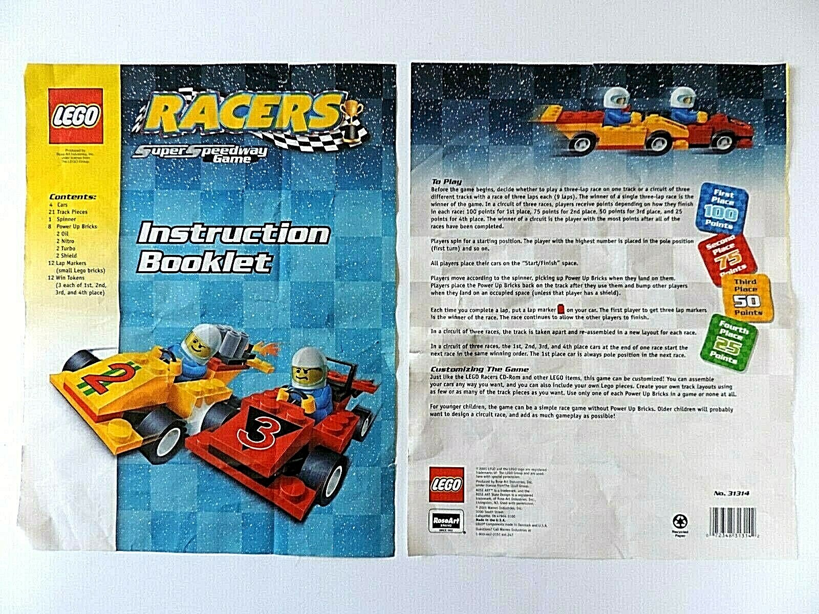 LEGO Racers Super Speedway Board Game Pieces Only INCOMPLETE 60 Pieces ...