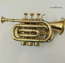 Vintage Brass Gold Finish Pocket Trumpet Decorative Gift