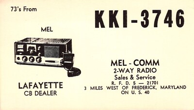 Frederick Maryland KKI-3746 QSL Radio Card Postcard