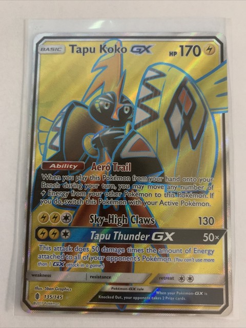 Tapu Koko-GX 135/145 Full Art Ultra Rare Pokémon Card - Sun & Moon: Guardians Rising, Lightning Type
