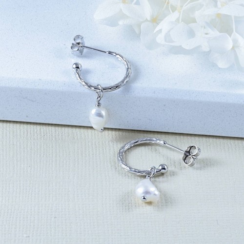 Pendientes colgantes colgantes de plata esterlina 925 de perla de agua dulce con perlas E16 - Imagen 6 de 16