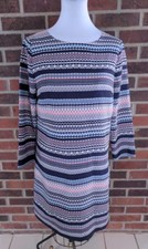 J. Crew Shift Dress Gemstone Geometric Stripe Sheath Short Sleeve size 2