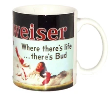 Budweiser Baseball Coffee Mug Cup Where There's Life There's Bud Anheuser Busch