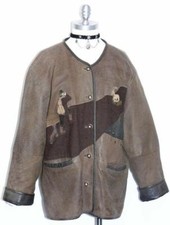 LEATHER JACKET Women Coat BROWN German Hunting Western Sport 44 16 L B46"