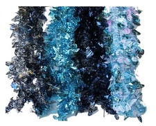 96" Hanukkah or Christmas Tree Tinsel Garland, Blue Iridescent Butterflies decor