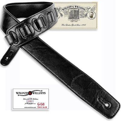 Walker & Williams G-58 Black On Black Padded Strap with Soft Glove Leather Back