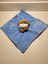 2014 Monkey Lovey Baby Magic Years Blanket I Love Mommy Blue Satin Plush Rattle