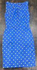 Chaps Dress Sleeveless Women's Sz 2 Poka Dot Zip Up Preppy Cocktail Outfit