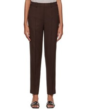 HELMUT LANG Brown Tapered Trousers Pants stretch wool In Fig Brown sz.2 NWT 375