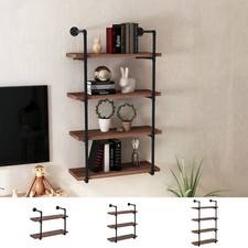 Industrial Multi-Tier Shelf Wall-Mounted Floating Shelf Bookcase Storage Rack