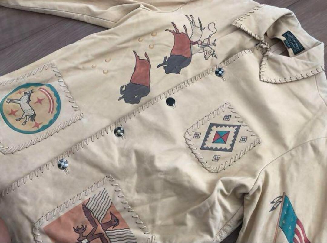 Vintage Polo Country Ralph Lauren Native American Indian Leather Jacket Size M image 4