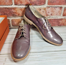 AGL Attilio Giusti Leombruni Patent Leather Oxford Grey Size 38/8 NIB