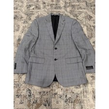 Jos A Bank Signature Collection Chelsea Silk Wool Glen Plaid Blazer Grey 41R