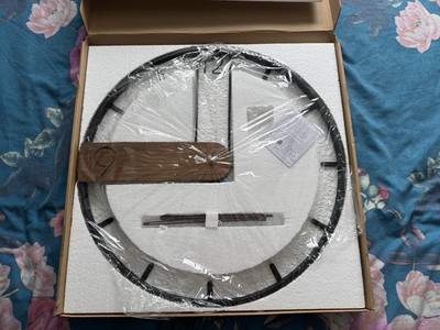 YISITEONE große Wanduhr modern Nussbaum Zifferblatt Metallrahmen Wanddekor 20,8''