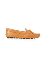 Brown Calf Leather Loafers   Women  s Driving Moccasins With Tassel Detail