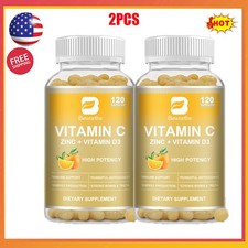 2x120Capsules Vitamin C  Zinc Capsules Complex Supplement Vegetarian