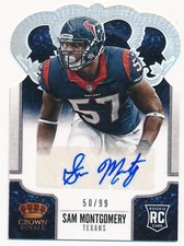 SAM MONTGOMERY 2013 CROWN ROYALE #188 SP RC ROOKIE AUTO TEXANS #50/99 MINT