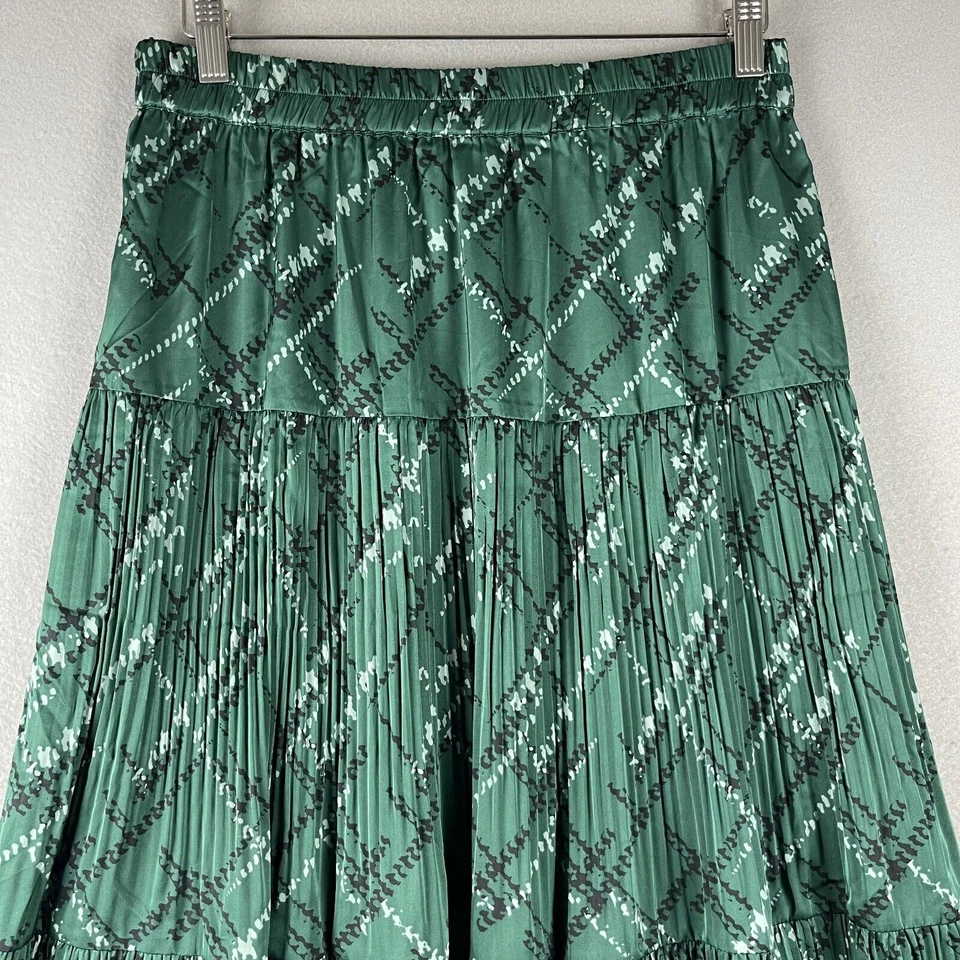 Falda midi plisada Current Air para mujer grande verde a cuadros en capas fluida Foto 2 de 4