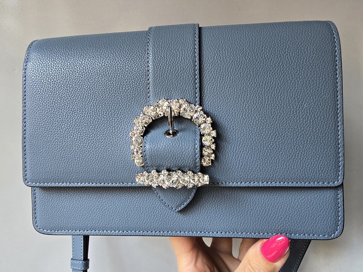 Jimmy Choo Cheri XB/M Crossbody Handbag Dusk Blue Leather Jeweled