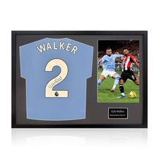Kyle Walker Signed Framed Manchester City Football Shirt including 1 Photo, with