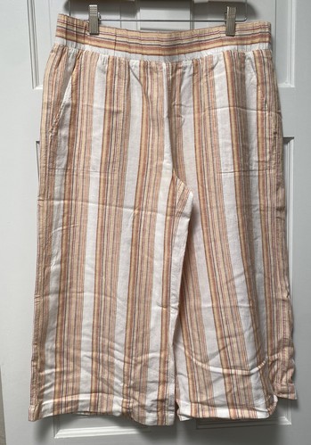 Cloth Stone Anthropologie Women’s XS Pants Linen Wide Leg Pull On Palazzo Crop - Picture 1 of 5