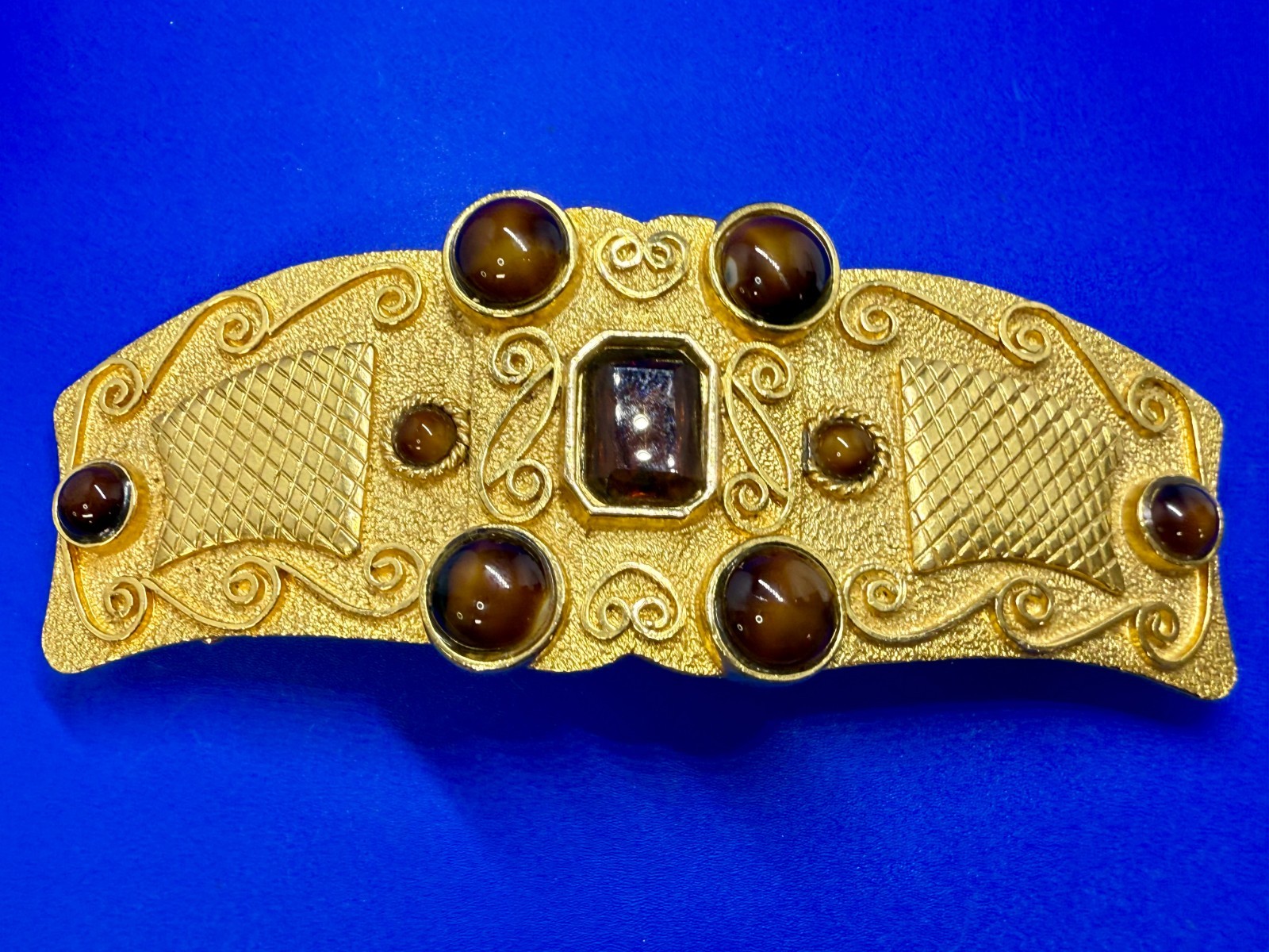 Interlocking Two Piece with Tigers Eye Stone Inla… - image 2