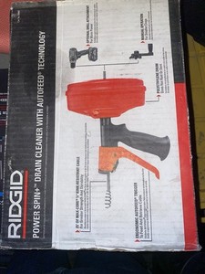 RIDGID Power Spin+ Drain Cleaner w/ AUTOFEED, 25 ft 1/4" Inner Core Cable 57043